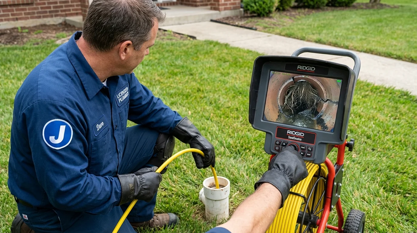 Sewer camera inspection being performed by Johns Plumbing LLC in Capitol Heights