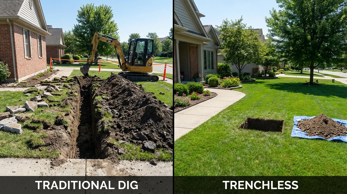 Trenchless sewer repair with minimal yard damage versus traditional excavation in Capitol Heights, MD